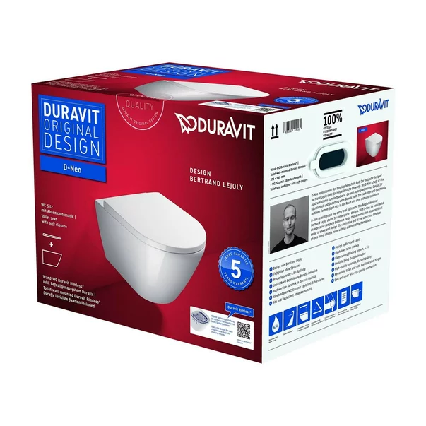 Set vas WC suspendat Duravit D-Neo Rimless cu capac softclose si fixare ascunsa [7]