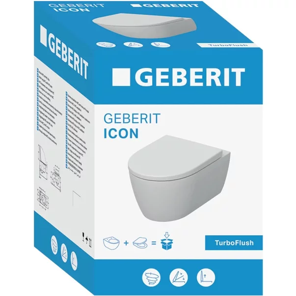 Set vas WC suspendat Geberit iCon TurboFlush cu capac softclose alb lucios [7]