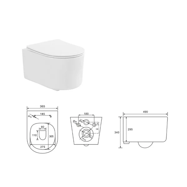 Set vas wc suspendat rimless si capac softclose Quick Release Fluminia Roco [2]