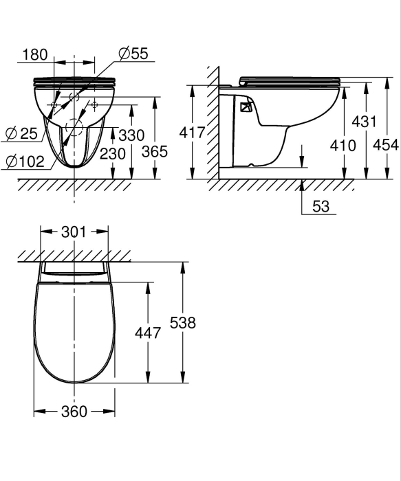 Set WC Grohe 112949SH00, Bau Ceramic, suspendat, Rimless, capac SoftClose, alb [13]