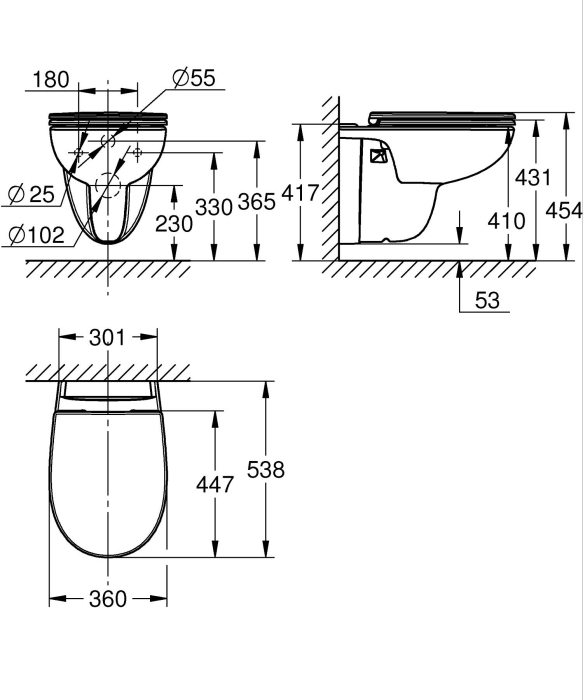 Set WC Grohe 112949SH00, Bau Ceramic, suspendat, Rimless, capac SoftClose, alb [7]