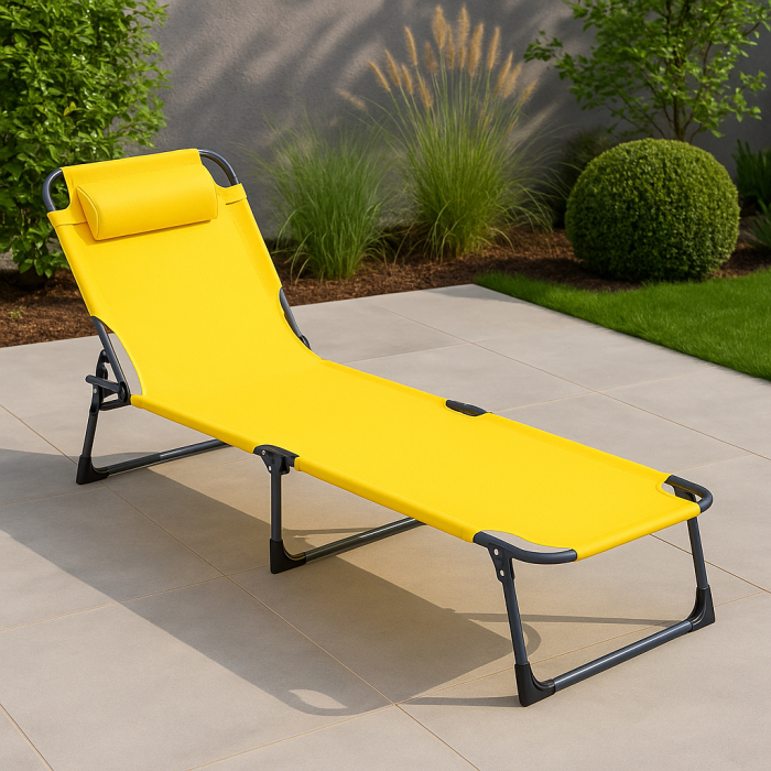 Sezlong 5Five Beach Chair, cadru metalic, pliere compacta, 173x56x27 cm, galben [6]