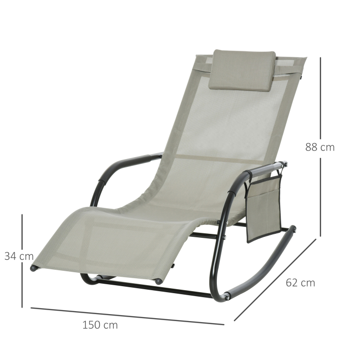  Sezlong Balansoar de Gradina cu buzunar lateral si pernuta, in Metal 62L x 88L x 165Hcm [3]