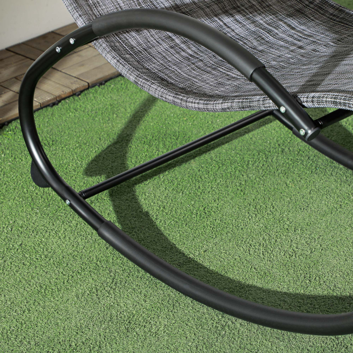  sezlong de Gradina Balansoar cu Gravitatie Zero, sezlong Impermeabil cu Tetiera, 155x61x88 cm, Gri [8]