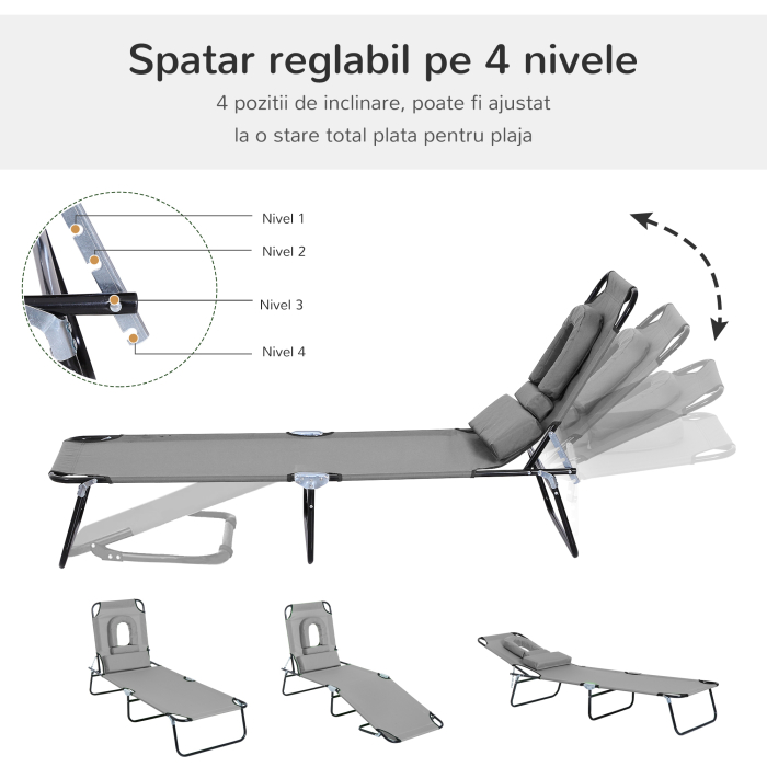  Sezlong de Gradina Piabil, Pat pentru Plaja [4]
