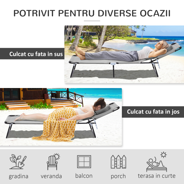  Sezlong de Gradina Piabil, Pat pentru Plaja [5]