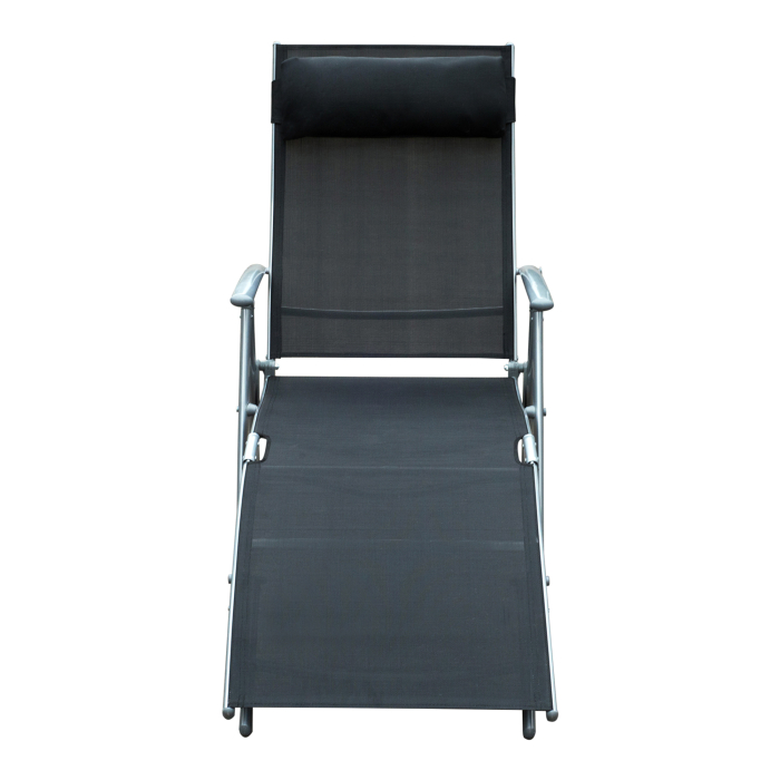  sezlong de Gradina Pliabil cu Perna si Spatar cu 7 Pozitii de inclinare, 137x63.5x100.5 cm, Negru [7]