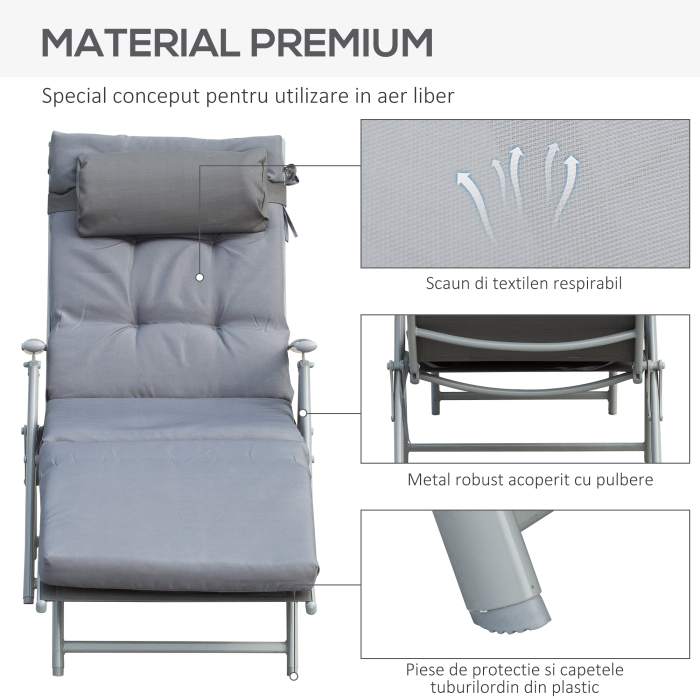  Sezlong de Gradina Pliabil cu Saltea Spatar 7 Pozitii de Inclinare [7]