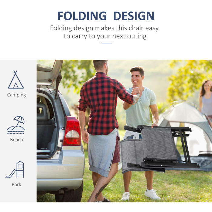  Sezlong de Gradina Pliabil si Rabatabil pe 9 Niveluri cu Perna Lombara, Gri [4]