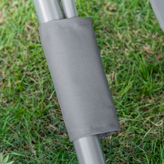  sezlong Dublu de Gradina cu 2 Locuri si Parasolar Reglabil, 200x175x134 cm, Gri [9]