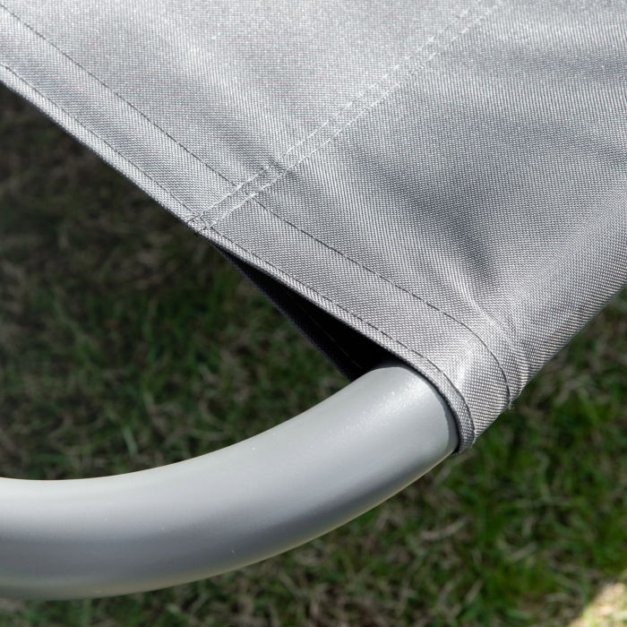  sezlong Dublu de Gradina cu 2 Locuri si Parasolar Reglabil, 200x175x134 cm, Gri [8]