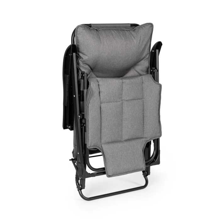 Sezlong gradina pliabil 2 in 1 cu suport telefon si buzunar lateral, material moale matlasat, maxim 150 kg, 180x63x90 cm, gri [8]