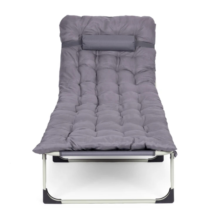 Sezlong gradina pliabil cu saltea groasa si perna, spatar reglabil, maxim 120 kg, 67x193x77 cm, gri [5]