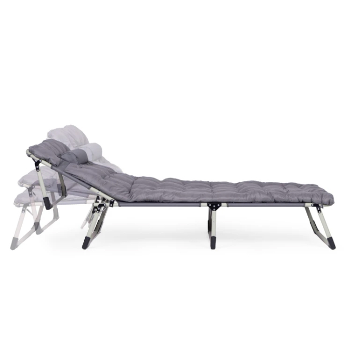 Sezlong gradina pliabil cu saltea groasa si perna, spatar reglabil, maxim 120 kg, 67x193x77 cm, gri [6]