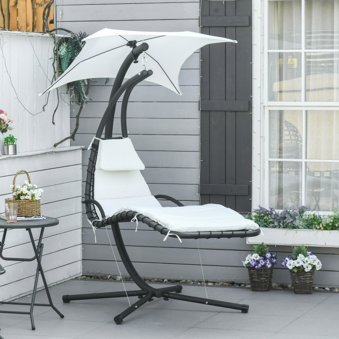  Sezlong Leagan Suspendat Relax sezlong de Lux cu Acoperis, Crem [2]