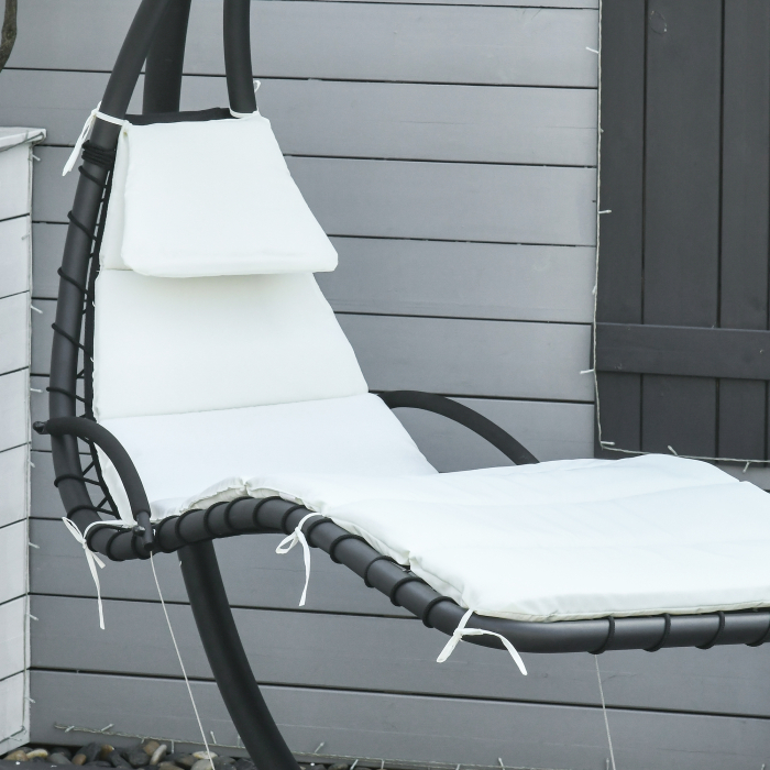  Sezlong Leagan Suspendat Relax sezlong de Lux cu Acoperis, Crem [9]