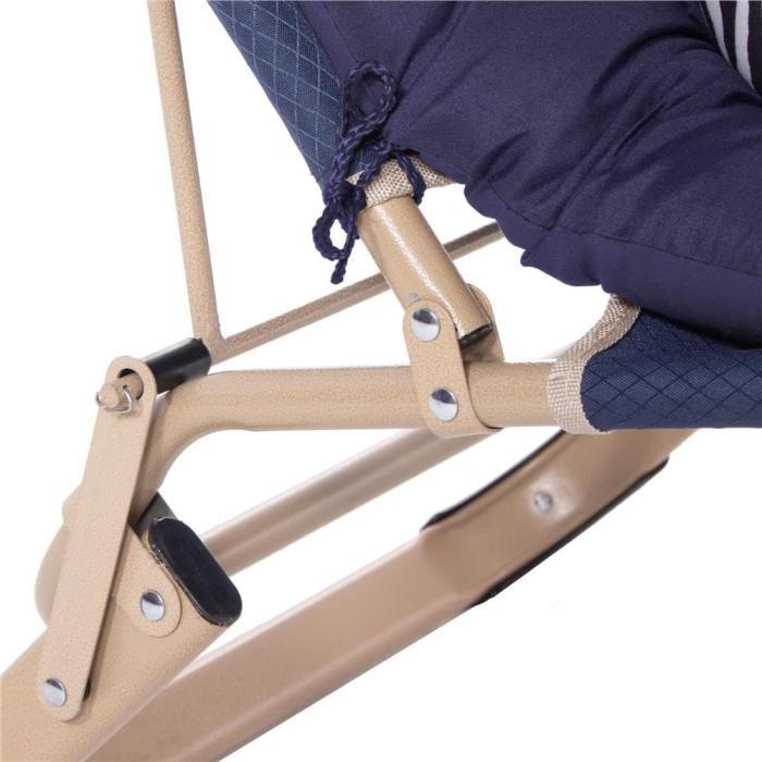 Sezlong metalic reglabil pe pozitii, cu perna si tetiera, 120kg, albastru [9]