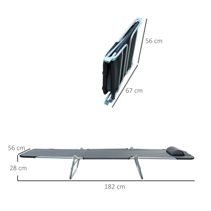  Sezlong pentru Bronzat Pliabil si Reclinabil, negru [3]