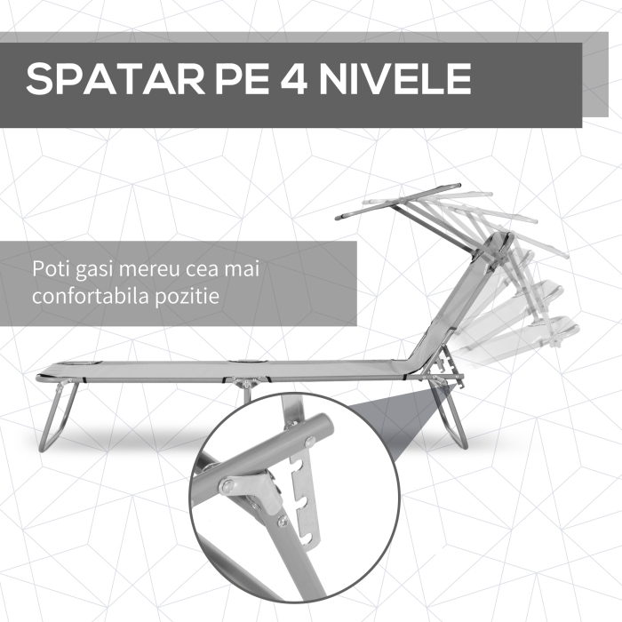  Sezlong pentru Gradina cu Baldachin Reglabil [5]