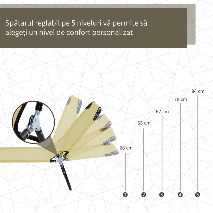  Sezlong pentru Gradina cu Spatar Reglabil in 5 Pozitii, [4]