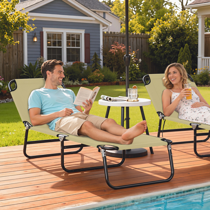  Sezlong pentru Gradina cu Spatar Reglabil in 5 Pozitii, [2]