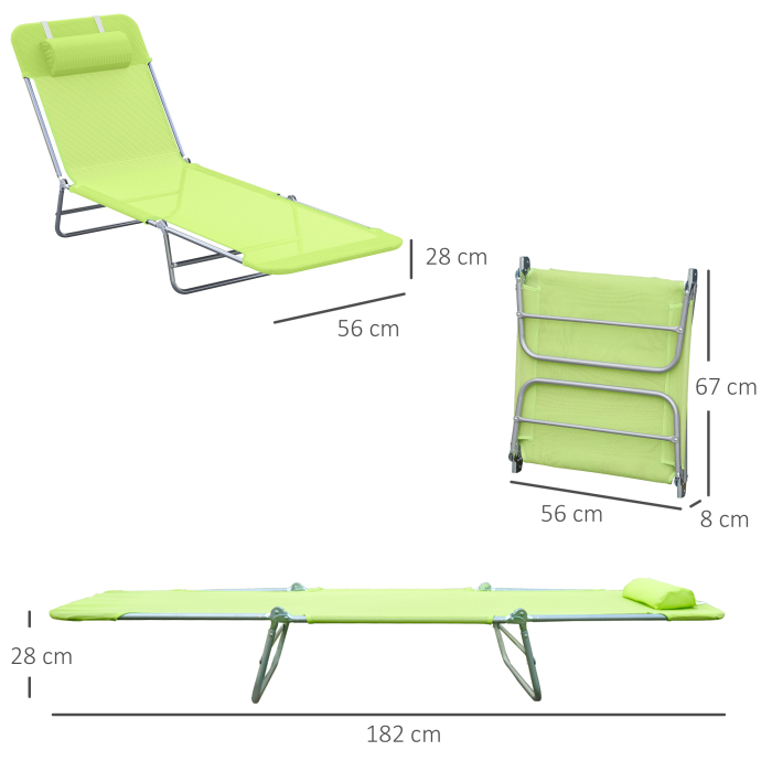  Sezlong pentru Gradina Pliabil cu Spatar Reclinabil Verde deschis [3]