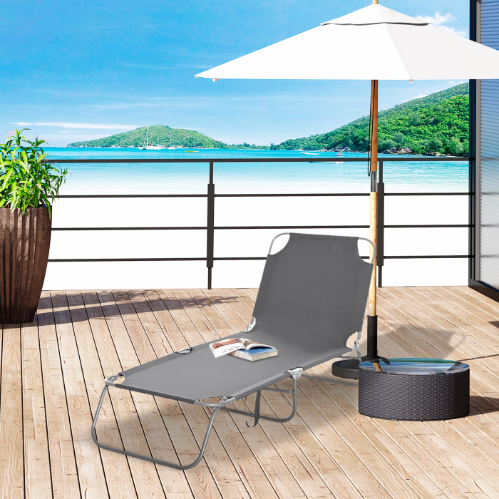  Sezlong pentru Gradina Pliabil din Metal si Tesut Oxford Respirabil [2]