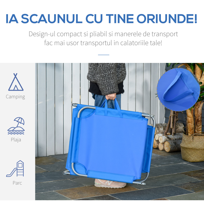  Sezlong pentru Gradina Pliabil din Metal si Tesut Oxford Respirabil [5]