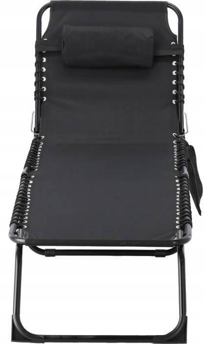 Sezlong pliabil 190x58x30 cm, cu spatar reglabil, perna si buzunar lateral, cadru metalic, negru [3]