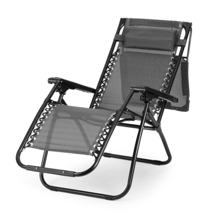 Sezlong pliabil 86x67x120 cm, zero gravity, copertina reglabila, spatar 3 pozitii, cadru otel si material impermeabil, gri [4]
