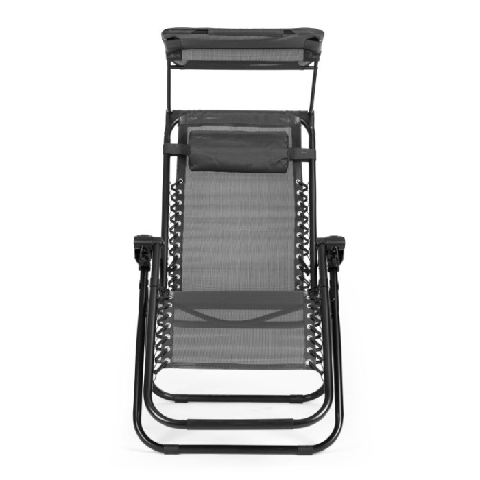 Sezlong pliabil 86x67x120 cm, zero gravity, copertina reglabila, spatar 3 pozitii, cadru otel si material impermeabil, gri [6]