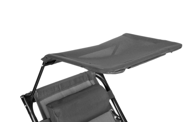 Sezlong pliabil 86x67x120 cm, zero gravity, copertina reglabila, spatar 3 pozitii, cadru otel si material impermeabil, gri [9]