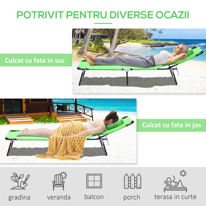  Sezlong Pliabil cu Orificiu pentru Fata si Perne, din Otel si Tesatura Oxford [5]