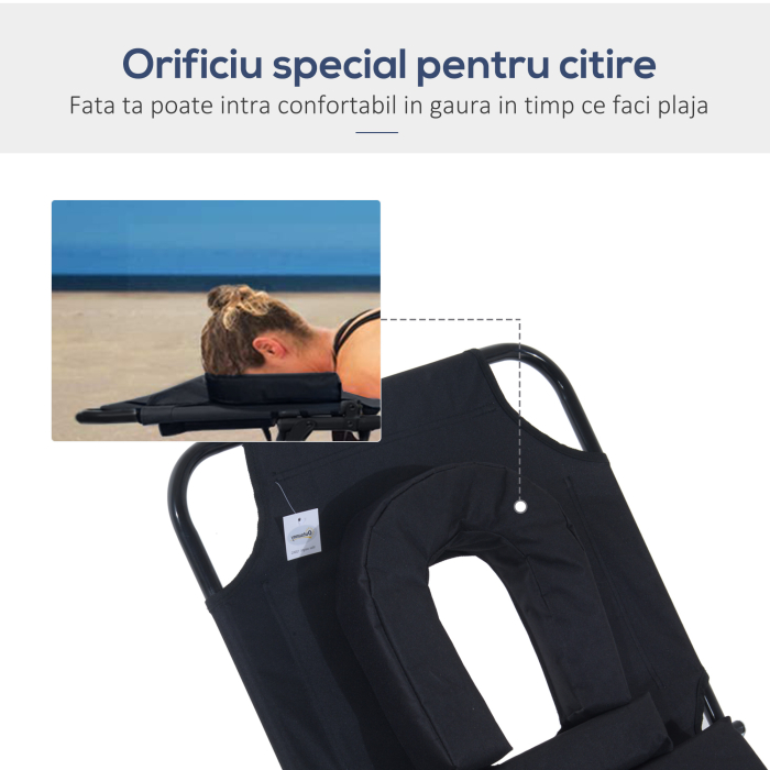  Sezlong Pliabil cu Orificiu pentru Fata si Perne, din Otel si Tesatura Oxford [7]