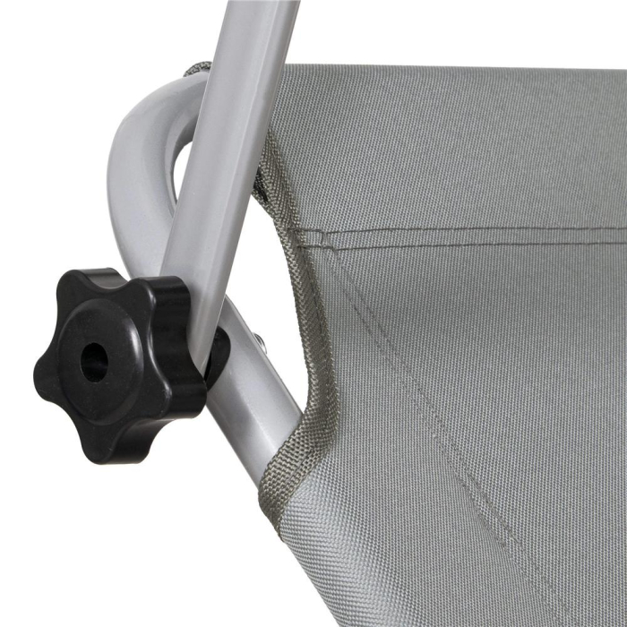 Sezlong pliabil cu parasolar, 188x57x38cm, sarcina 120kg, gri [7]