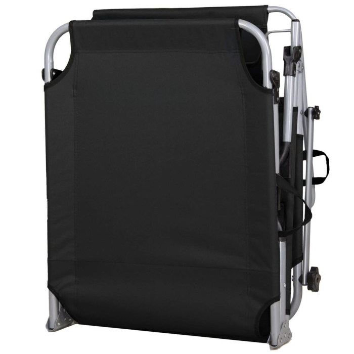 Sezlong pliabil cu parasolar, 188x57x38cm, sarcina 120kg, gri antracit [5]