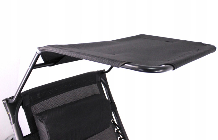 Sezlong pliabil cu parasolar SERSIMO, 85x77x150cm, Negru [8]