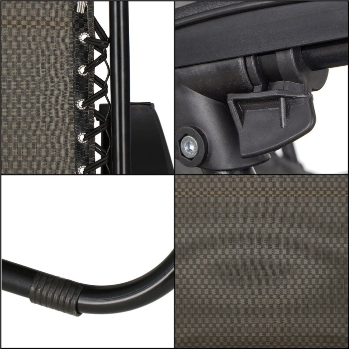 Sezlong pliabil cu parasolar si suport pahare, spatar blocare pozitie, textilene impermeabil, max 130 kg, 77x110x175 cm, maro [23]