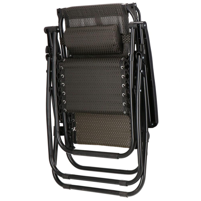 Sezlong pliabil cu parasolar si suport pahare, spatar blocare pozitie, textilene impermeabil, max 130 kg, 77x110x175 cm, maro [24]