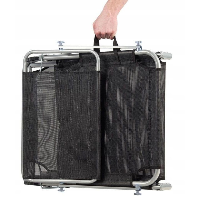 Sezlong pliabil cu parasolar, spatar reglabil, 178x57 cm, 150 kg, negru [5]