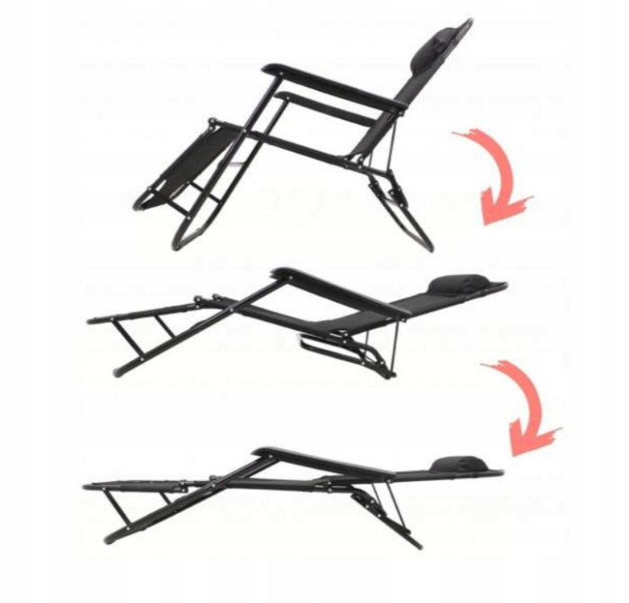 Sezlong pliabil cu pozitie orizontala, tetiera reglabila, cadru metal vopsit electrostatic, 153x60x88 cm, gri [4]