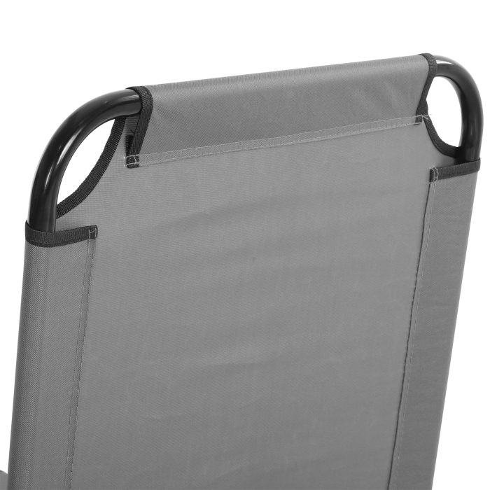  sezlong Pliabil cu Spatar Reglabil in 5 Pozitii, sezlong de Gradina cu Material Respirabil din tesatura Oxford, pentru Plaja, Piscina, Gradina, 188x56x28 cm, Gri [8]
