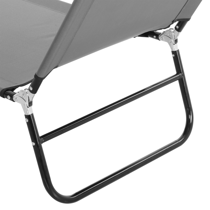  sezlong Pliabil cu Spatar Reglabil in 5 Pozitii, sezlong de Gradina cu Material Respirabil din tesatura Oxford, pentru Plaja, Piscina, Gradina, 188x56x28 cm, Gri [9]