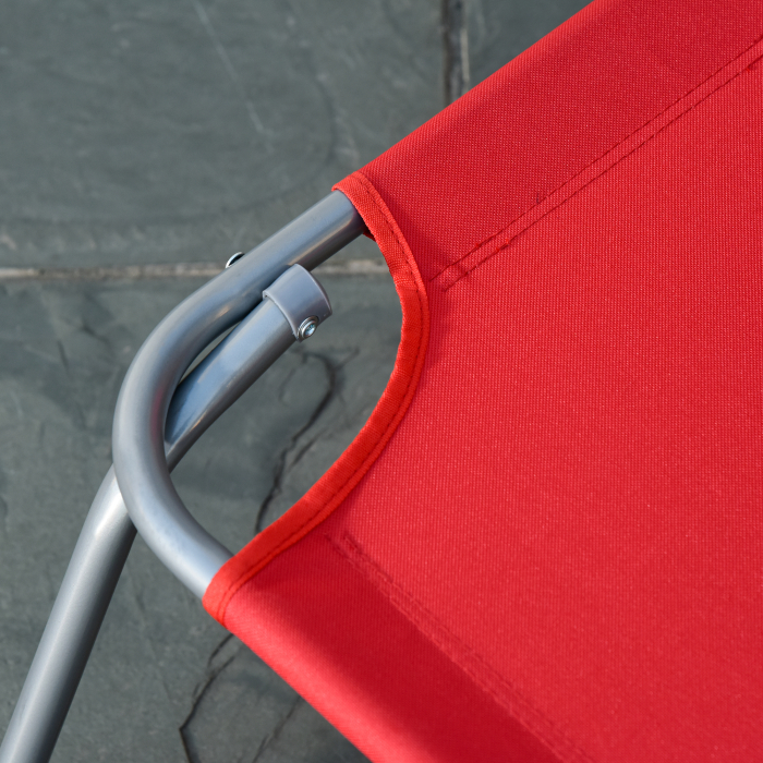  sezlong Pliabil cu Spatar Reglabil in 5 Pozitii, sezlong de Gradina cu Structura din Metal si tesatura Oxford, pentru Plaja, Piscina sau Gradina, 187x55x24cm, Rosu [8]