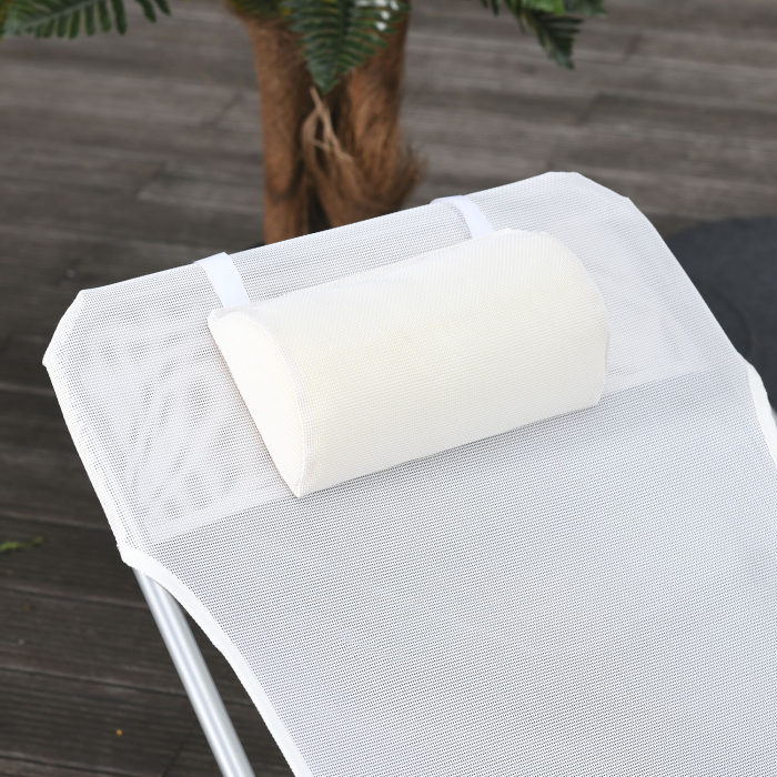  sezlong Pliabil cu Spatar Reglabil in 5 Pozitii si Perna, sezlong de Gradina cu Material Textil Respirabil, pentru Plaja, Piscina, Gradina, 182x56x28 cm, Crem [7]