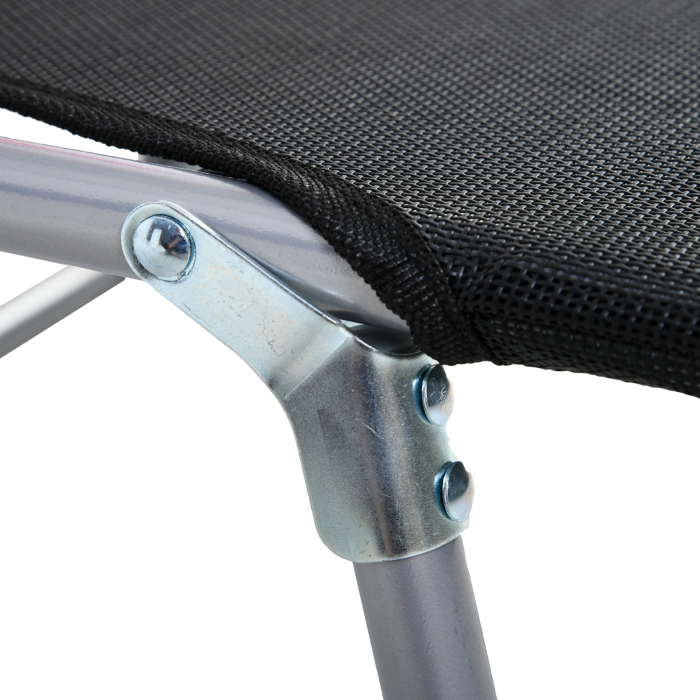  sezlong Pliabil cu Spatar Reglabil pe 5 Niveluri si Perna, sezlong de Gradina cu Material Texteline, pentru Plaja Piscina Gradina, 182x56x28 cm, Negru [9]