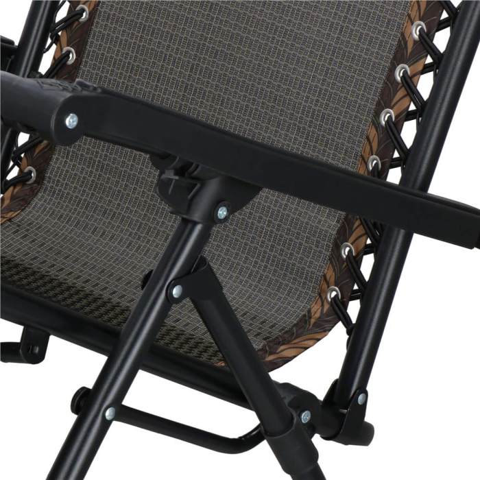 Sezlong pliabil cu masuta laterala si tetiera, spatar reglabil, textilene impermeabil, max 120 kg, 175x67 cm, maro [17]