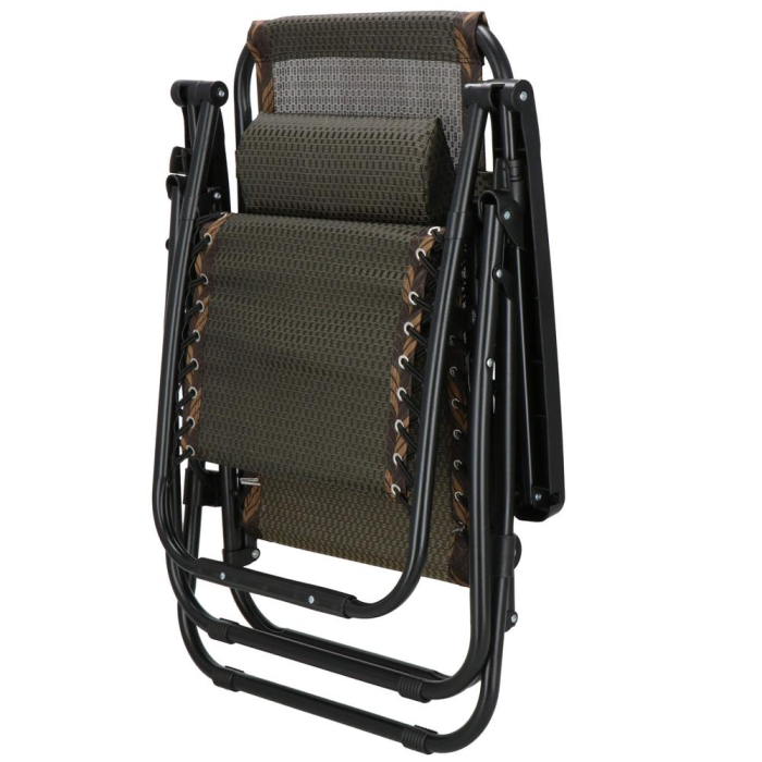 Sezlong pliabil cu masuta laterala si tetiera, spatar reglabil, textilene impermeabil, max 120 kg, 175x67 cm, maro [18]