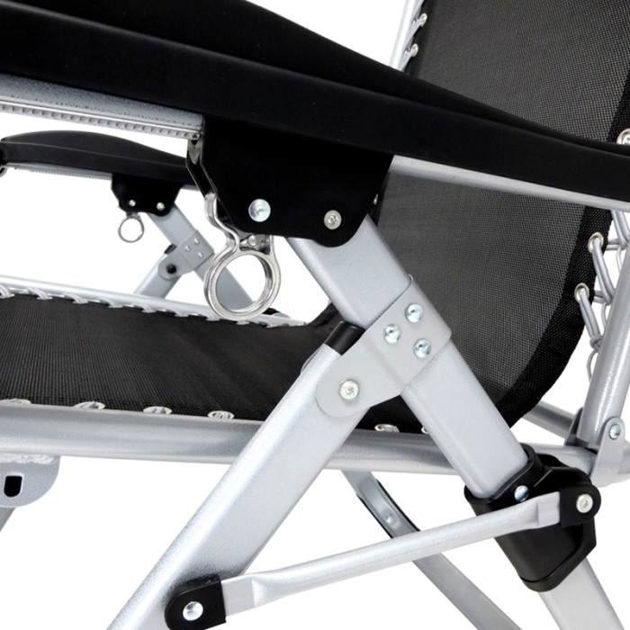 Sezlong pliabil gravitate zero, 175x65 cm, cu masuta si buzunar organizator, 120 kg, negru [5]