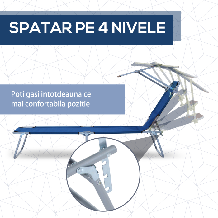  Sezlong pliabil reglabil cu acoperire in tesatura Oxford Albastru [4]